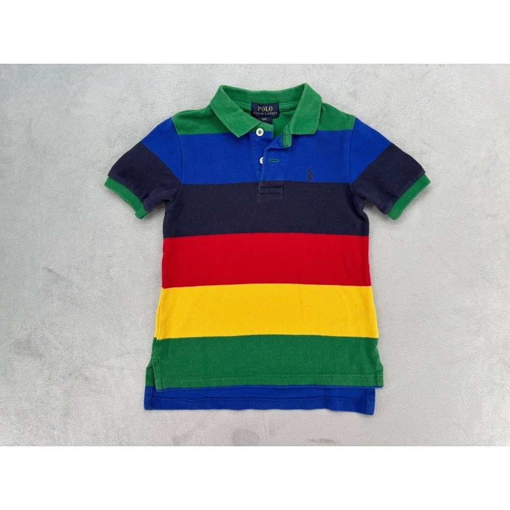Polo Ralph Lauren Polo Shirt Kids 4/4T Multicolor Striped Pique Preppy Classic